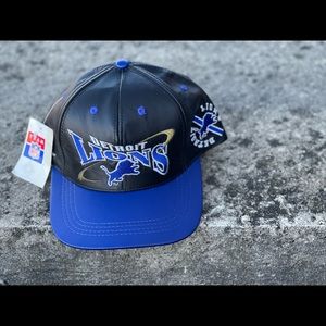 90’s Vintage DETROIT LIONS 100% Leather Cap